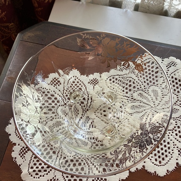 Sterling Floral Gilded Crystal Footed Bowl (creamer & sugar listed separately) - Picture 7 of 8